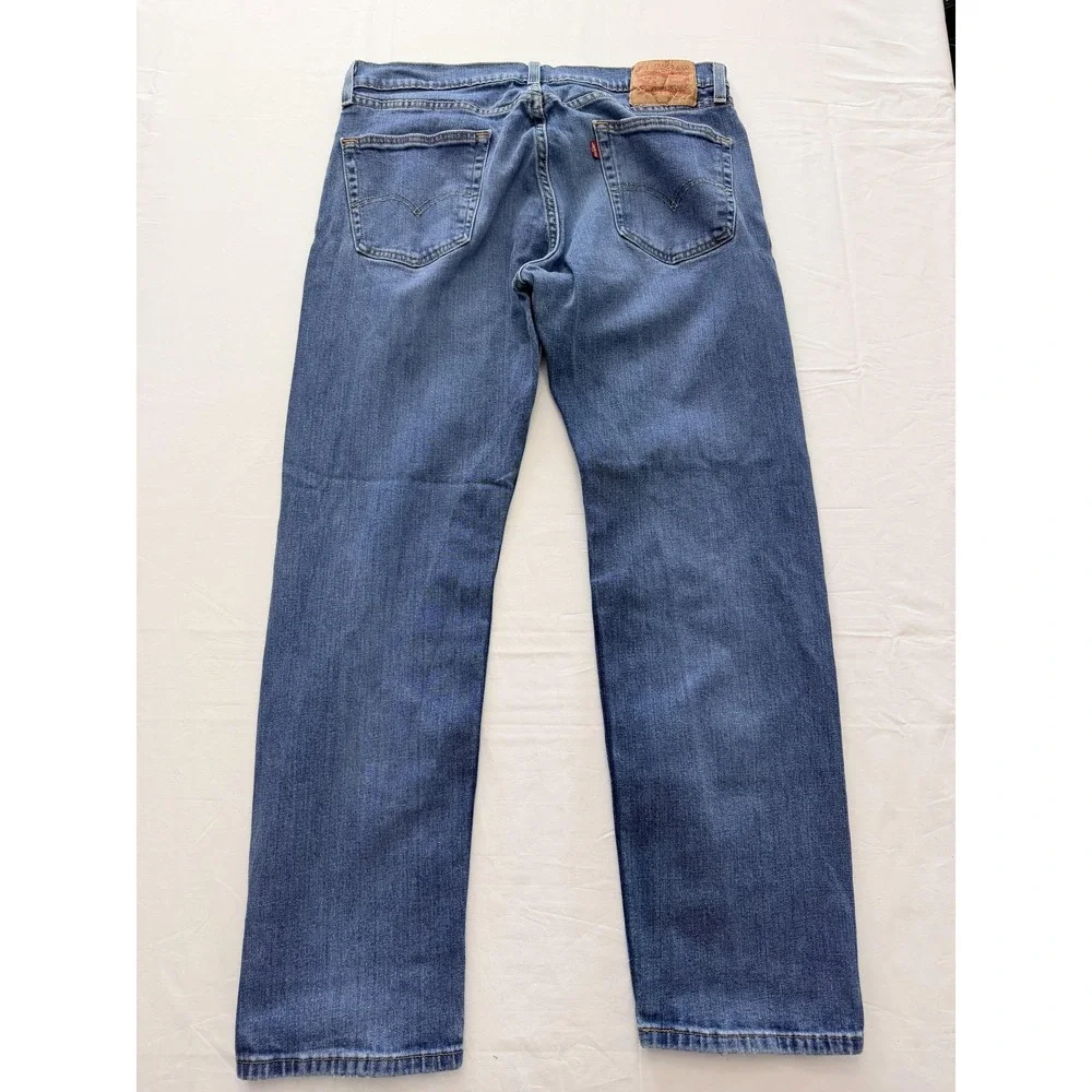 Levi's 505 Jeans Mens 34x30 Blue Medium Wash Regular Straight Distressed Denim